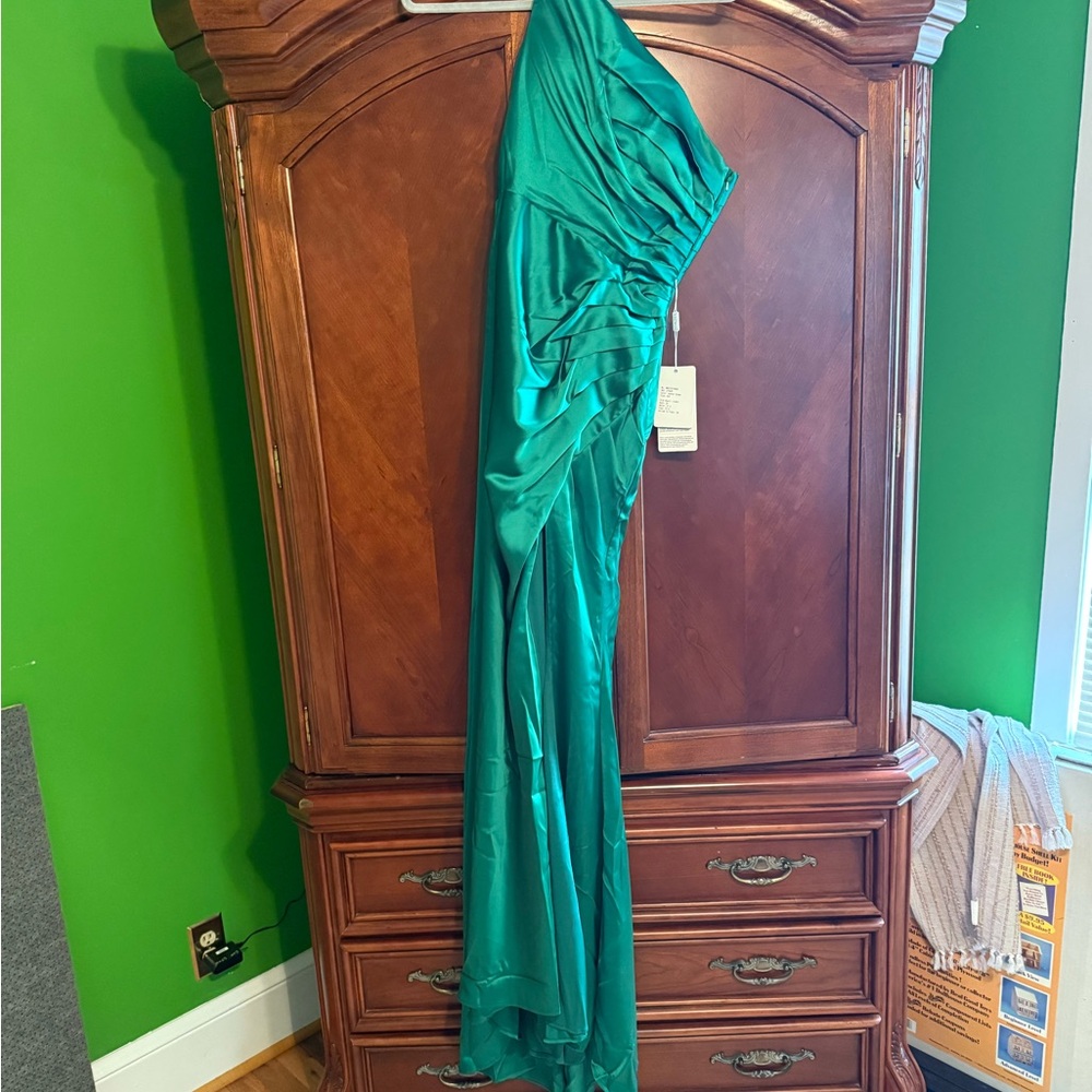 Green Satin Prom Dress